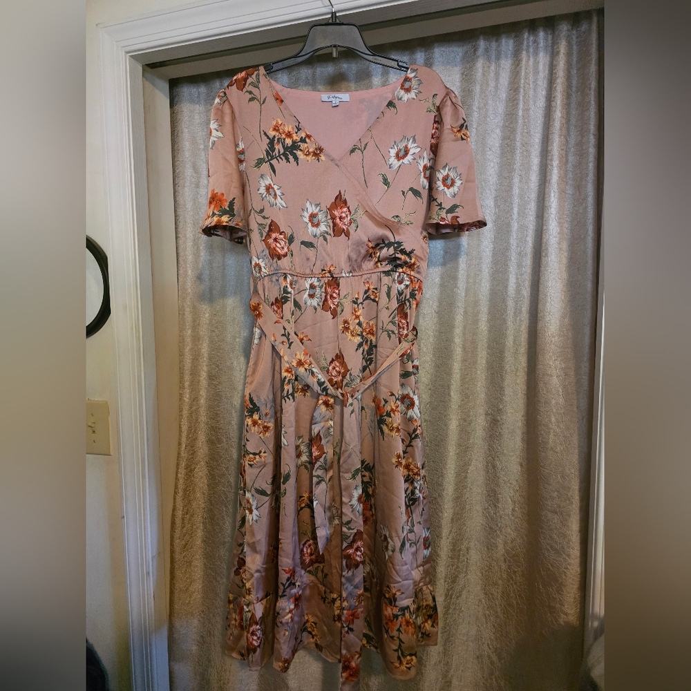 Polagram Floral Midi Dress - Pink and Orange